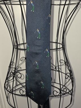 Sulka Navy Men's Tie with Golfing Motif